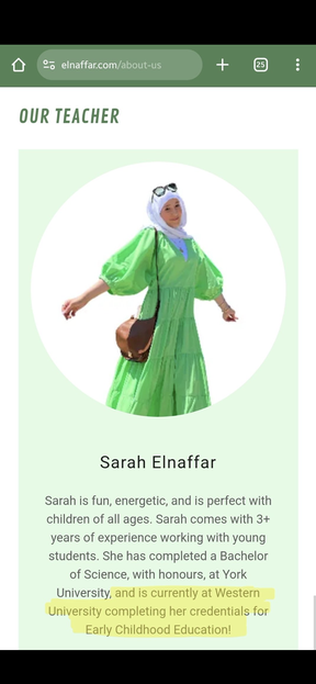 Teacher Sarah Elnaffar