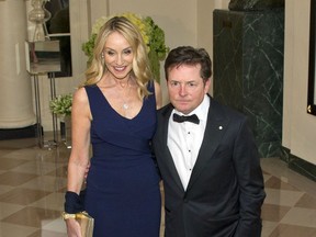 Michael J. Fox and his wife, Tracy Pollan, are seen October 2016