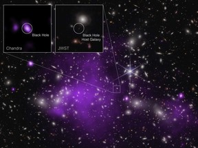 The most distant black hole ever detected in X-rays is pictured in this image.