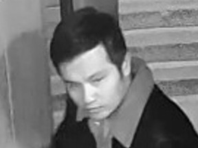 Investigators need help identifying this man who is suspected in seven incidents of alleged voyeurism that occurred in University of Toronto washrooms near Spadina Ave. Willcocks St. between July and October 2023.