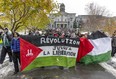 Pro-Palestinian protesters gather on McGill’s campus on Thursday, Nov. 9, 2023.