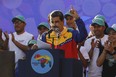 Venezuela's President Nicolas Maduro speaks during the closing campaign ahead the referendum for the defense of the Essequibo territory in Caracas on Friday, Dec. 1, 2023.