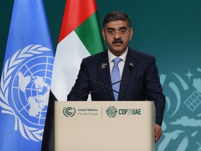 Anwaar Ul Haq Kakar, Prime Minister of Pakistan, speaks during day two of the high-level segment of the UNFCCC COP28 Climate Conference at Expo City Dubai on Dec. 2, 2023 in Dubai, United Arab Emirates.