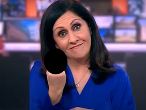 BBC anchor Maryam Moshiri apologized for getting caught on camera with her middle finger.