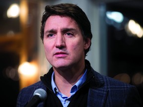 Prime Minister Justin Trudeau speaks during a reception at the Quidi Vidi Brewery in St. John's on Thursday, November 23, 2023.