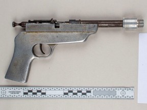 An image released by Peel Regional Police of a gun seized during a traffic stop