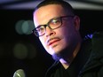 Shaun King, a Black Lives Matter leader, speaks at rally at Westlake Center on March 8, 2017.