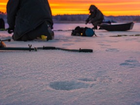 Anglers fishing outside on the ice in this file photo.