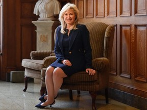 Newly-elected Ontario Liberal Party Leader Bonnie Crombie poses for a photo at the Queen's Park Legislature in Toronto on Tuesday, Dec. 5, 2023.
