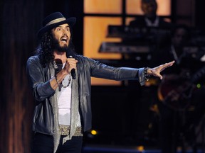 Comedian Russell Brand performs at "Eddie Murphy: One Night Only," a celebration of Murphy's career, at the Saban Theater in Beverly Hills, Calif on Nov. 3, 2012.