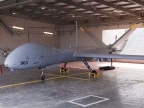 An Israeli Air Force Hermes 900 unmanned aerial vehicle
