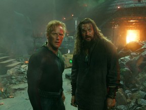Patrick Wilson, left, and Jason Momoa in "Aquaman and the Lost Kingdom."