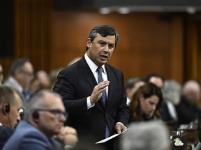 Conservative MP Michael Chong rises during Question Period in the House of Commons on Parliament Hill in Ottawa on Wednesday, Oct. 18, 2023.
