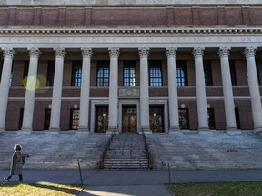 The Harry Elkins Widener Memorial Library on the Harvard University campus.