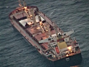 This handout photo made available by India's Press Information Bureau shows the Maltese-flagged MV Ruen.