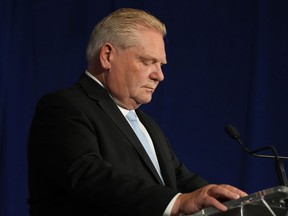 Ontario Premier Doug Ford attends a news conference in Toronto on Monday Nov. 27, 2023.