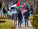 Students from Garthwood Park Public School in Mississauga demonstrate in support of Palestine on Dec.13, 2023. (Ernest Doroszuk, Toronto Sun)