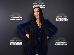 Rosario Dawson is pictured at the 2023 Star Wars Celebration in London.