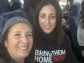 Olga Goldberg and her pal Liat who with friend Mara Brown found a seat for Olga, whose bus did not show up. SUPPLIED