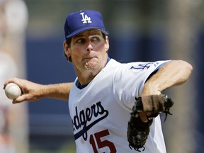 Los Angeles Dodgers pitcher Scott Erickson throws during a 2005 game.