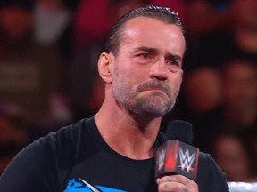 CM Punk speaks during WWE Monday Night Raw.