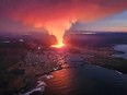 Billowing smoke and flowing lava