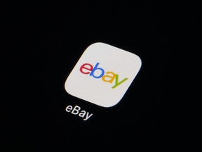 The eBay app icon is seen on a smartphone, Tuesday, Feb. 28, 2023, in Marple Township, Pa.