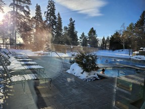 The heated outdoor pool at Fairmont Le Manoir Richelieu is a popular spot year-round, including in the winter. SARA SHANTZ PHOTO