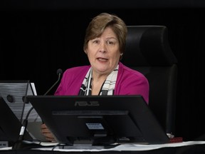 Commissioner Justice Marie-Josee Hogue delivers her opening remarks at the Public Inquiry Into Foreign Interference in Federal Electoral Processes and Democratic Institutions, Monday, Jan. 29, 2024 in Ottawa.
