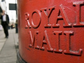 A Royal Mail postbox is pictured in central London, on Oct. 21, 2009.