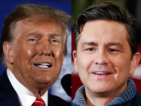 Two Images: Donald Trump (left) and Pierre Poilievre