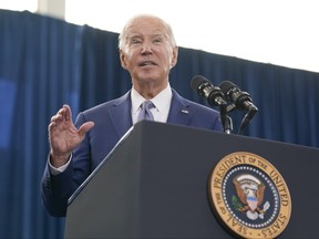 U.S. President Joe Biden speaks in Raleigh, N.C., Thursday, Jan. 18, 2024.
