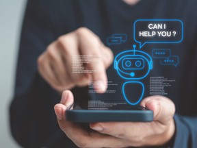 Chatbot conversation Ai Artificial Intelligence technology online customer service.Digital chatbot, robot application, OpenAI generate. Futuristic technology.Virtual assistant on internet.