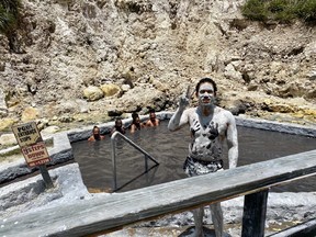 Fun with mud at Sulphur Springs in Saint Lucia.