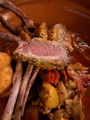 Rack of lamb at the Korakia Pensione in Palm Springs