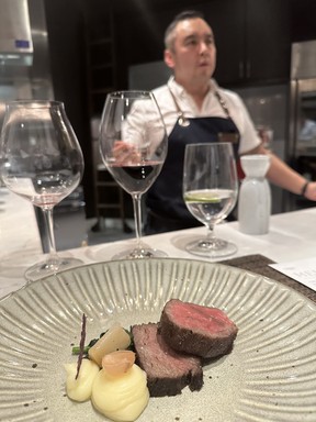 Executive chef Daniel Craig talks about a wagyu beef dish during a private dinner party at Savoury inside the Westin Harbour Castle. IAN SHANTZ/TORONTO SUN