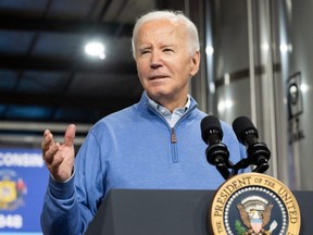 U.S. President Joe Biden speaks about his Investing in America and Bipartisan Infrastructure plans at Earth Rider Brewery in Superior, Wis., Thursday, Jan. 25, 2024.