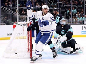 John Tavares and the Maple Leafs head to Seattle to face the Kraken on Sunday night.