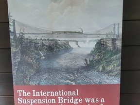 An illustration of the International Suspension Bridge.