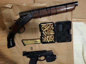 OPP officers seized weapons and ammunition following a report of gunshots in Caledon on Friday.