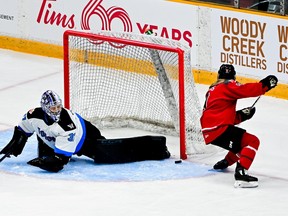 PWHL Ottawa forward Daryl Watts attempts a shot.