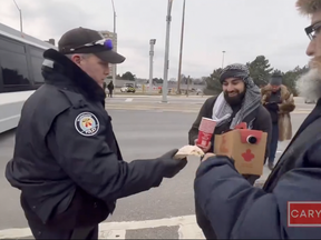 Police deliver coffee and doughnuts