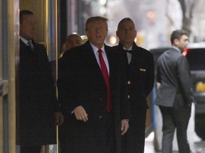 Former U.S. president Donald Trump leaves his apartment building, Friday, Jan 26, 2024, in New York.