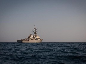 In this image obtained from the U.S. Department of Defense, the Arleigh Burke-class guided-missile destroyer USS Carney in the Middle East region, on Dec 6, 2023.