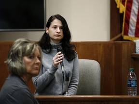 Gypsy Rose Blanchard takes the stand during the trial of her ex-boyfriend Nicholas Godejohn, Nov. 15, 2018, in Springfield, Mo.