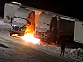 A screenshot from video released by York Regional Police of an arson