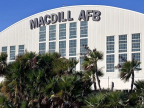 a hangar stands at MacDill Air Force Base