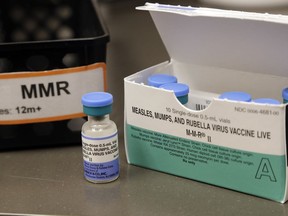 A dose of the measles, mumps and rubella vaccine