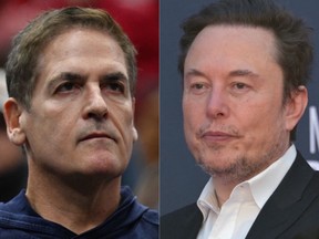 Mark Cuban, left, Elon Musk