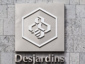 The Desjardins logo at Complexe Desjardins on Rene Levesque Blvd in Montreal, on Thursday, Aug. 28, 2014.
